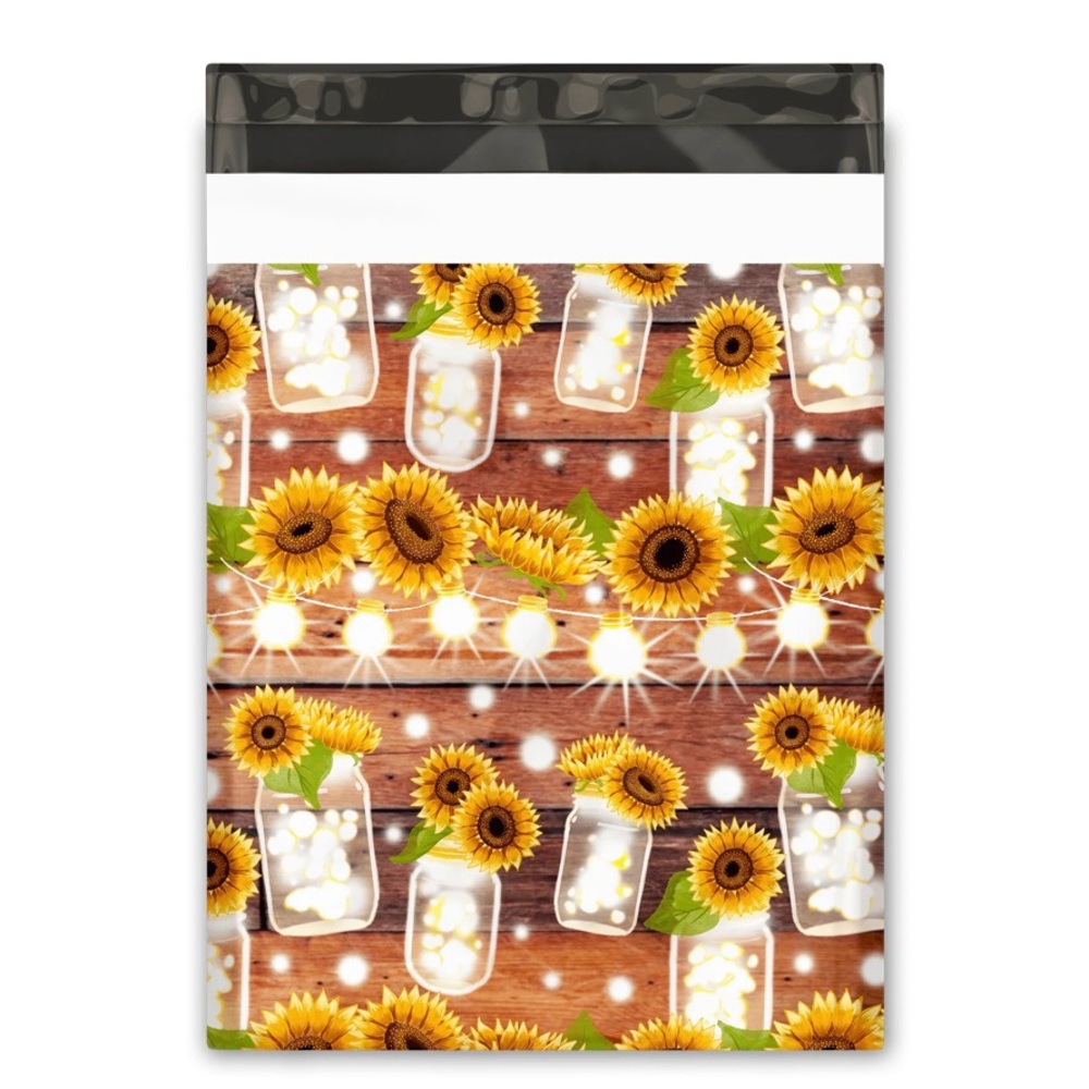 (50) Sunflower Mason Jar Poly Mailers 10”x13” - Picture 2 of 2